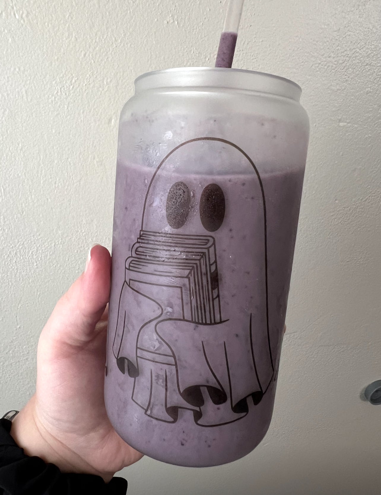 Bookish Ghost Glass Can