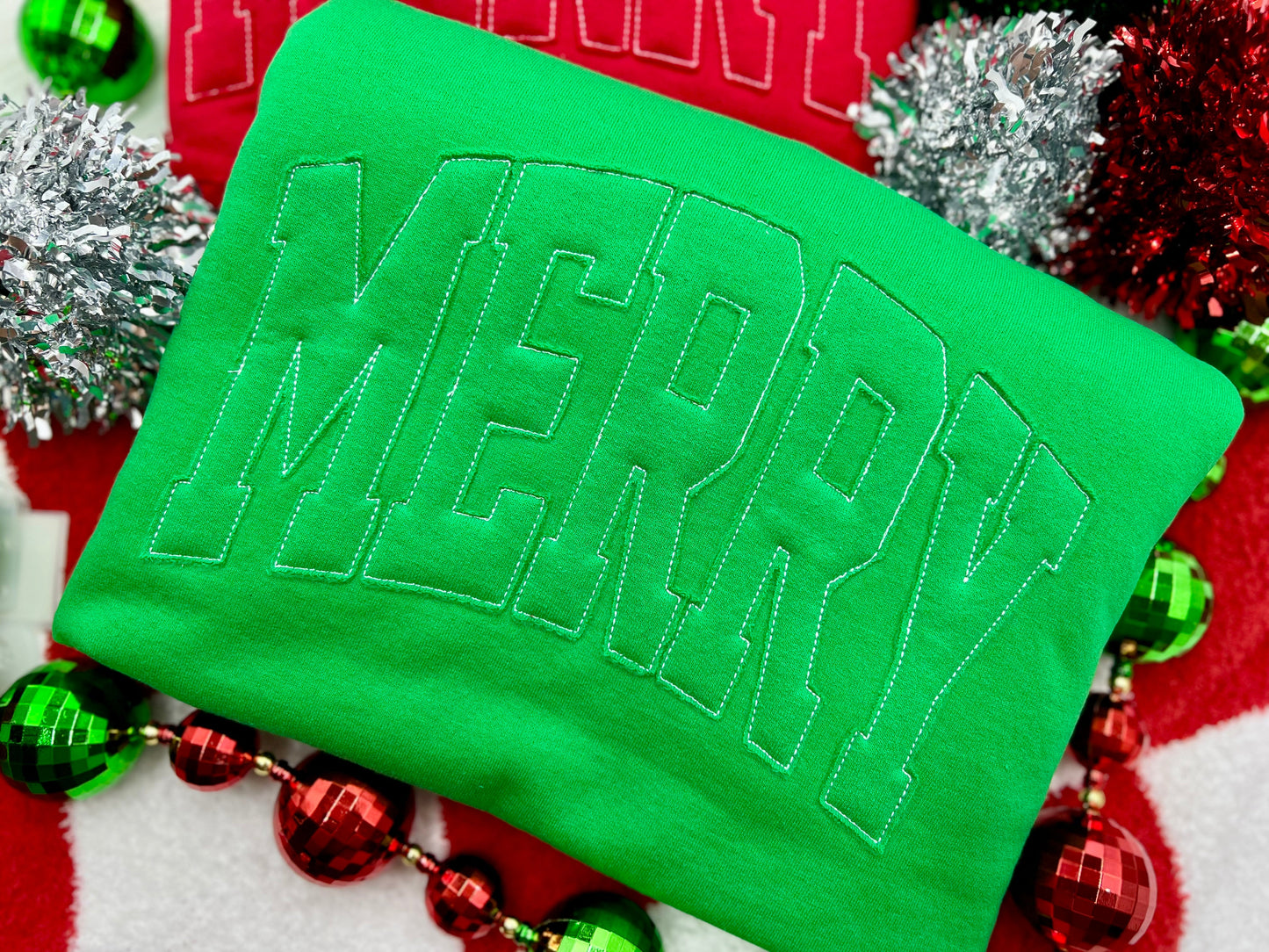 Green Raggy Merry Crewneck
