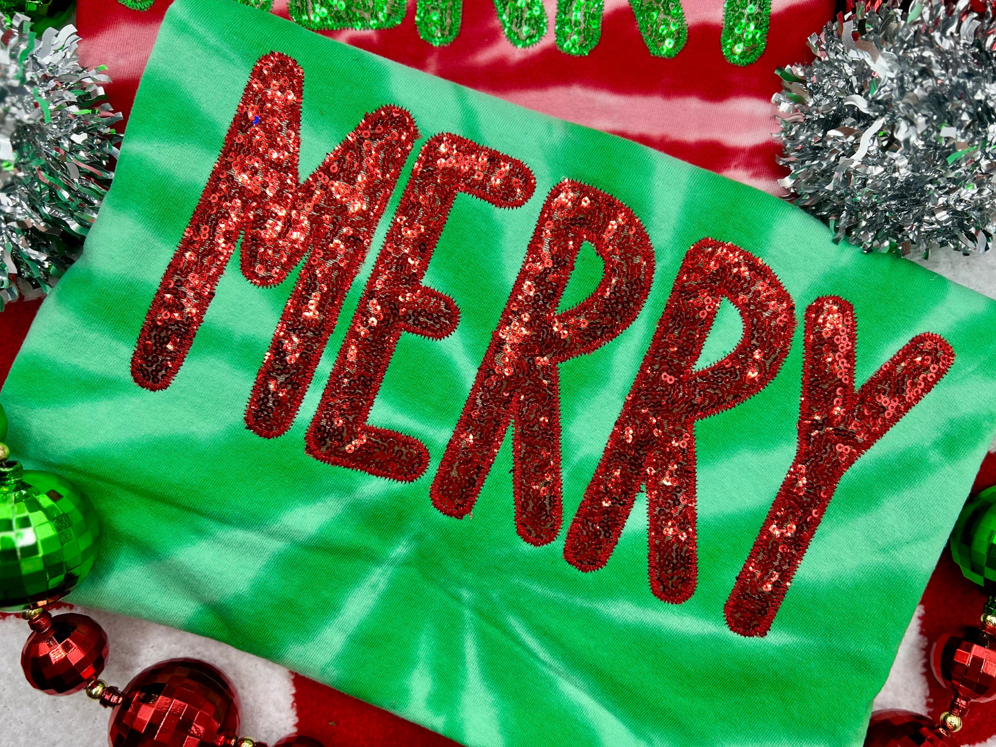 Green Tie Dye Merry Tee