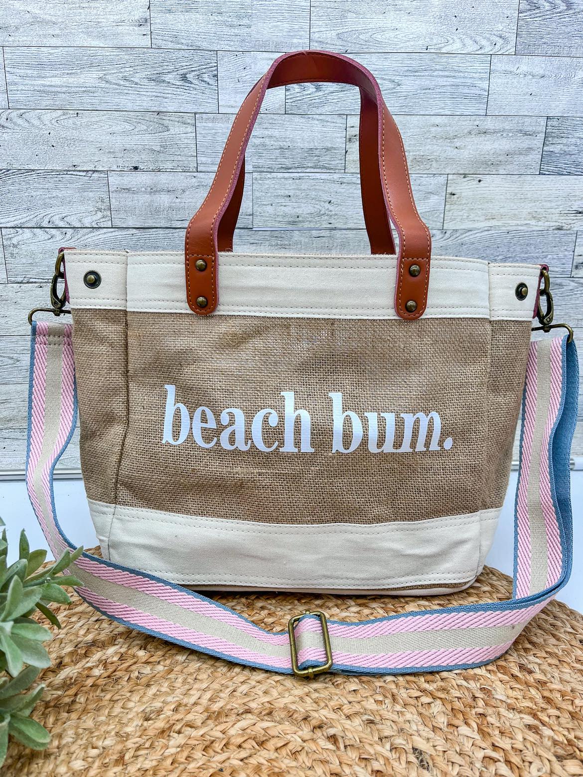 Jute & Vegan Leather Standing Tote