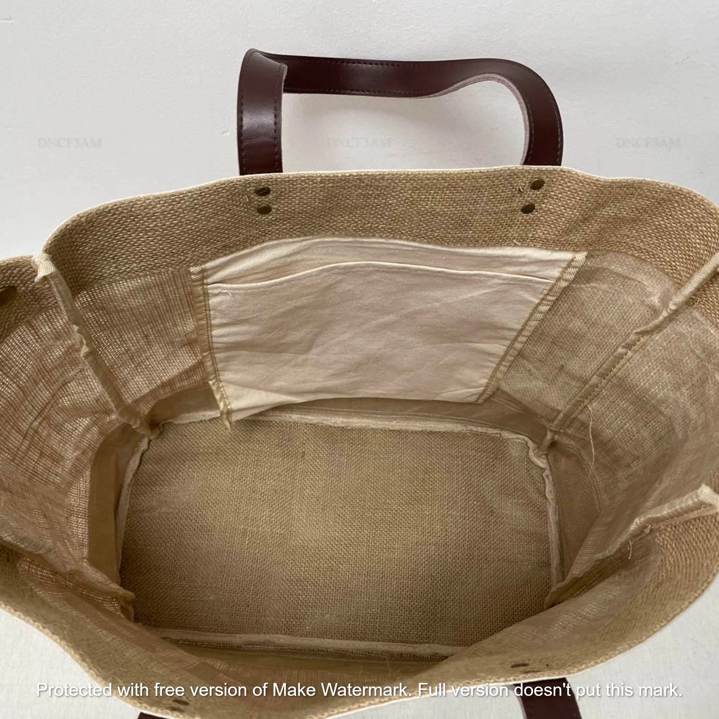Jute & Vegan Leather Standing Tote