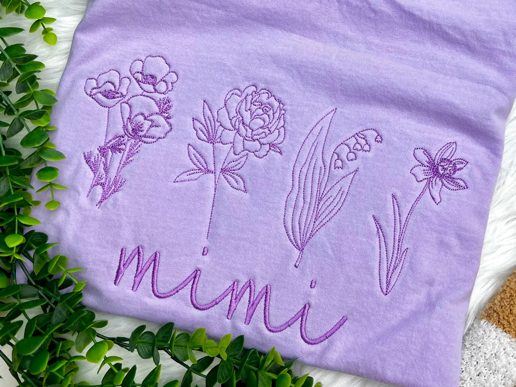 Birth Flowers Embroidery