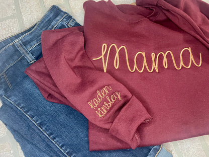 The Crew Calls Me (Cursive Letters) Embroidered Crewneck