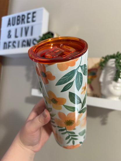 Orange Spring Floral Tumbler