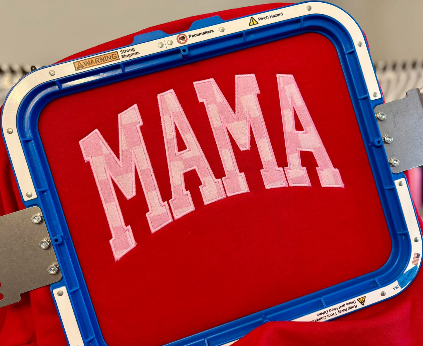 Mama Checkered Appliqué Crewneck