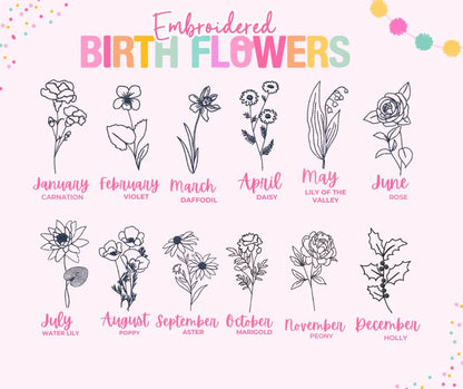 Birth Flowers Embroidery