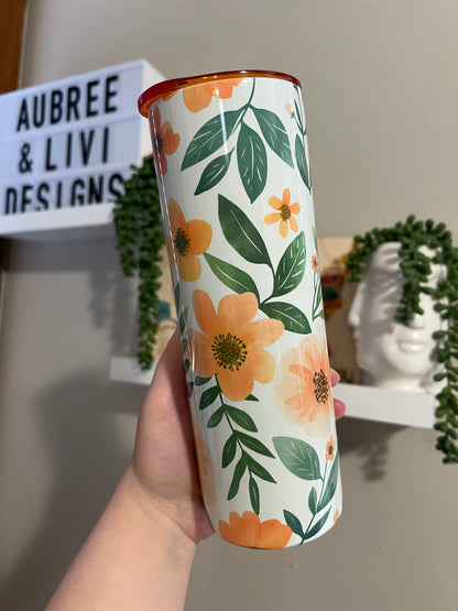 Orange Spring Floral Tumbler