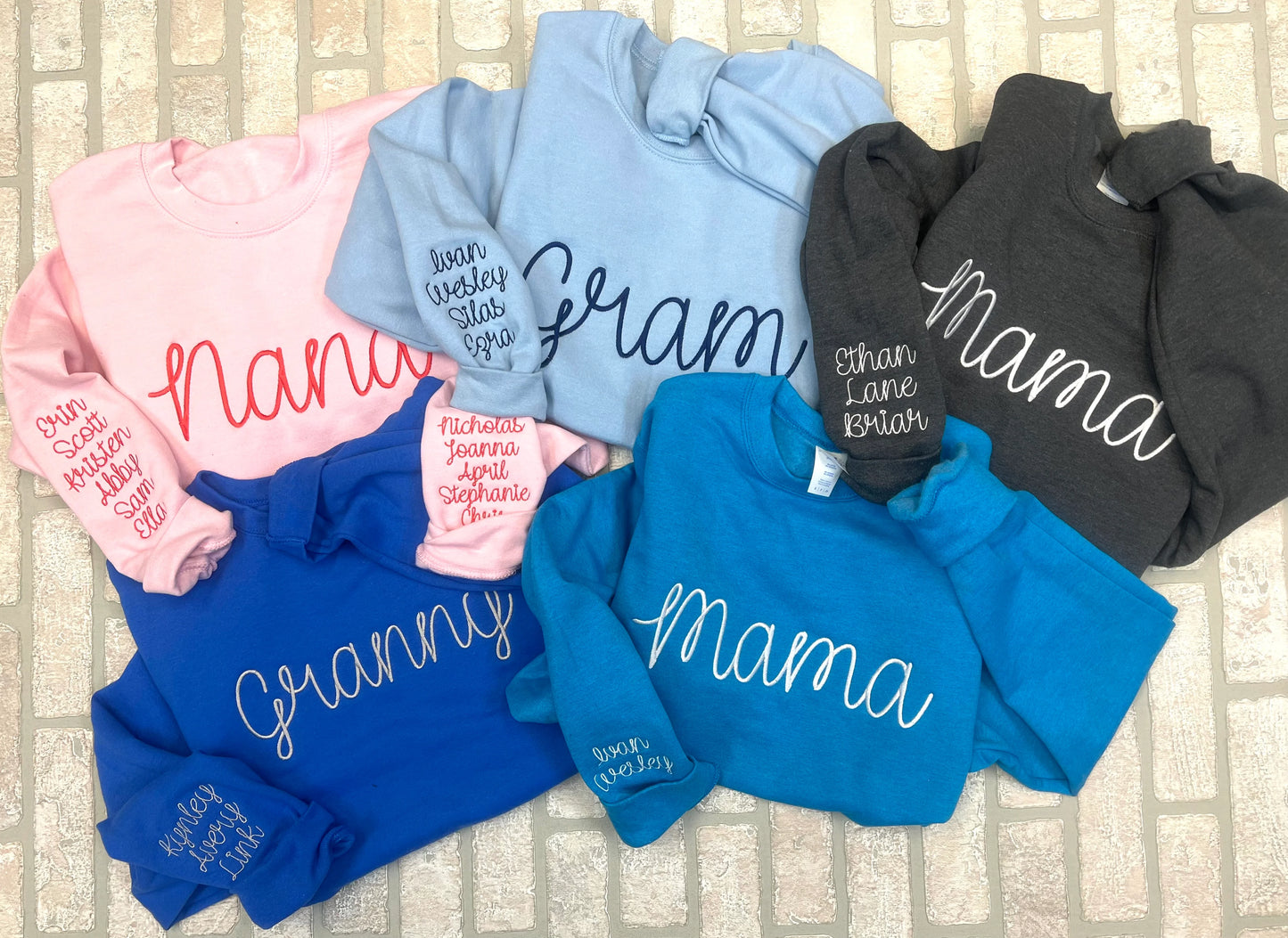 The Crew Calls Me (Cursive Letters) Embroidered Crewneck