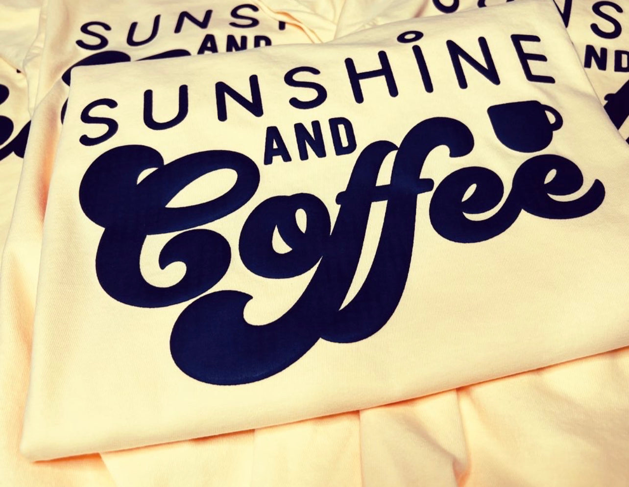 Puff Print Sunshine And Coffee Tee