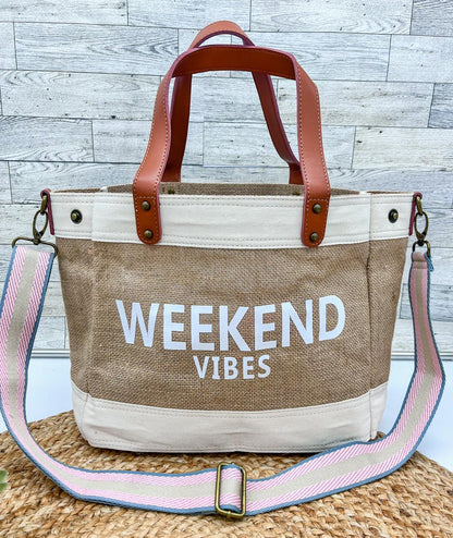 Jute & Vegan Leather Standing Tote