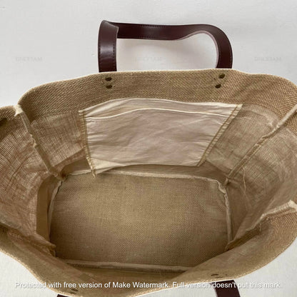 Jute & Vegan Leather Standing Tote