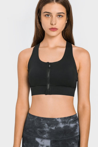 Zip Up Racerback Sports Bra