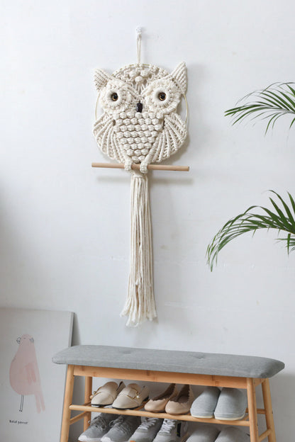 Hand-Woven Owl Macrame Wall Hanging