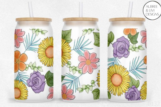 WS Spring Floral Glass Can