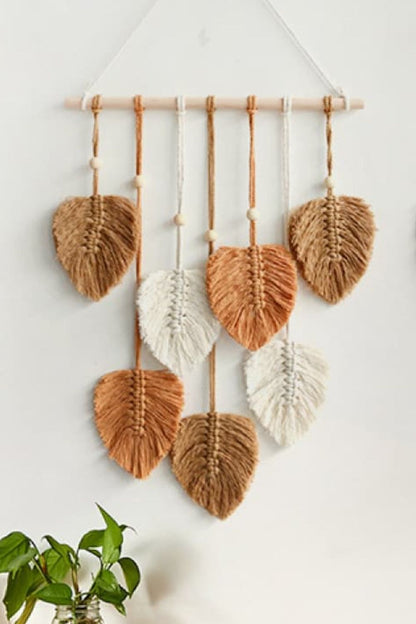 Macrame Leaf Bead Wall Hanging